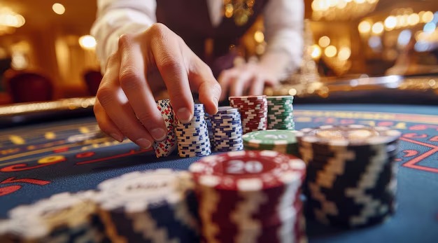 Live dealer at Speed Blackjack table showing multi-camera feed of cards and table layout